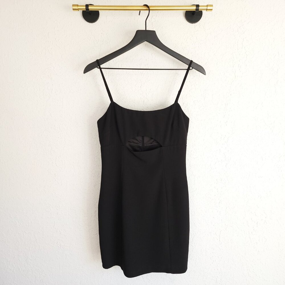 Lovers + Friends S Black Cut-Out Enzo Adjustable Strap Lined Mini Dress